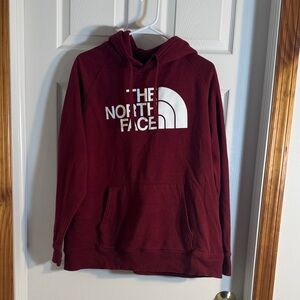 The North Face Burgundy Pullover Hoodie with White Logo
